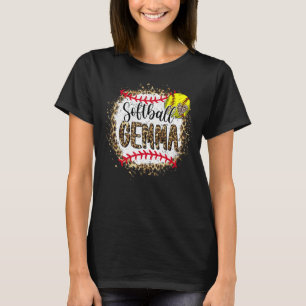 T-shirt Softball Gemma Leopard Bleached Mère's Day Jeu