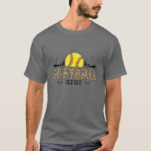 T-shirt Softball Gigi Leopard Motif Amour de la fête des m