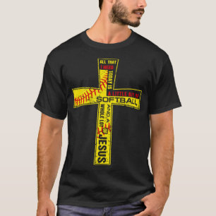 T-shirt Softball Girl Christian Cross Foi J'ai besoin de s