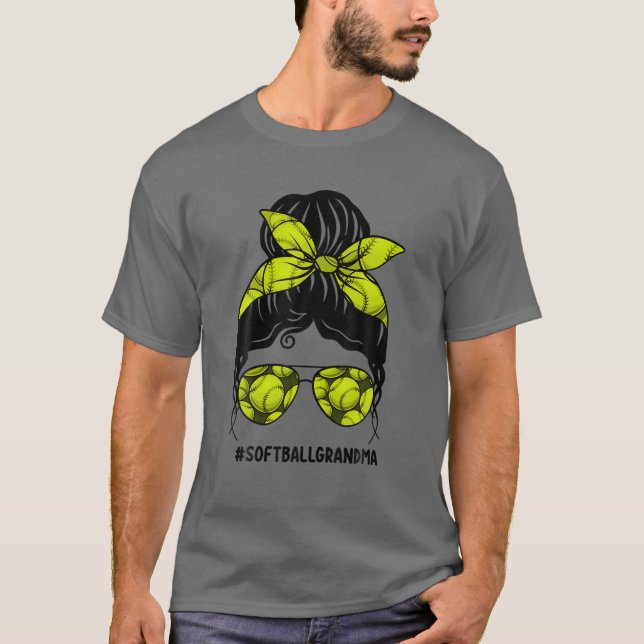 T-shirt Softball Grandma Life Frame Messy Bun Cheveux Sung (Devant)