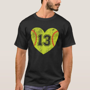 T-shirt Softball Heart Player 13 Softball Maman Papa Varsi