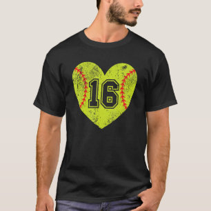 T-shirt Softball Heart Player 16 Softball Maman Papa Varsi