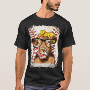 T-shirt Softball Highland Cow Funky Softball Lover Bleache