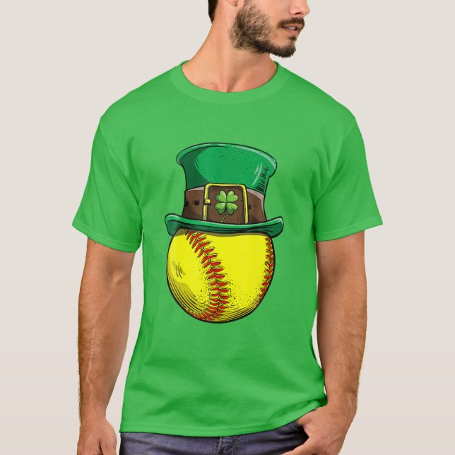 T-shirt Softball Jour de la Saint Patrick Ball Leprechaun  (Devant)