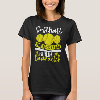 T-shirt Softball Le Sport Qui Construit Caractère Backprin