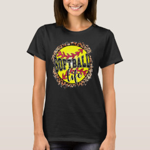 T-shirt Softball Life For Women Leopard Maman Fête des Mèr