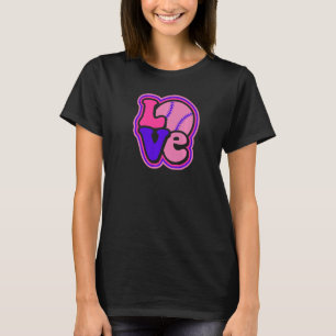 T-shirt Softball Love for Ado Girls & Women Purple & Pink