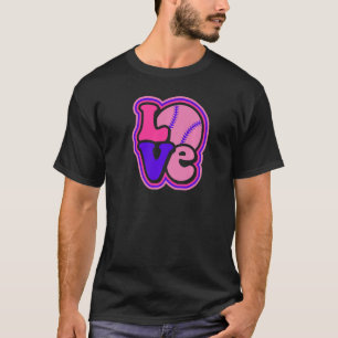 T-shirt Softball Love for Ado Girls & Women Purple & Pink