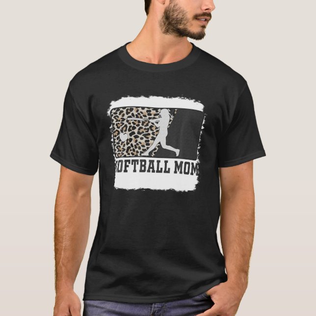 T-shirt Softball Maman Amusante Maman Vie Leopard Bleu (Devant)