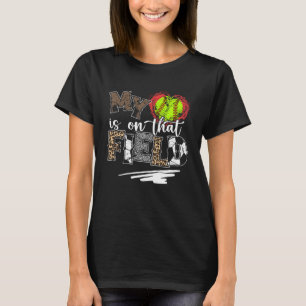 T-shirt Softball Maman Et Papa Mon Coeur Est Sur Ce Champ 