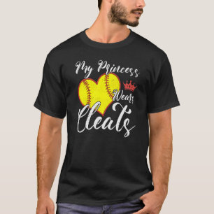 T-shirt Softball Maman Papa Joueur De Baseball Ma Princess