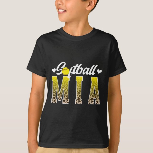 T-shirt Softball Mia Leopard Grandma Mia Of A Softball Pla (Devant)