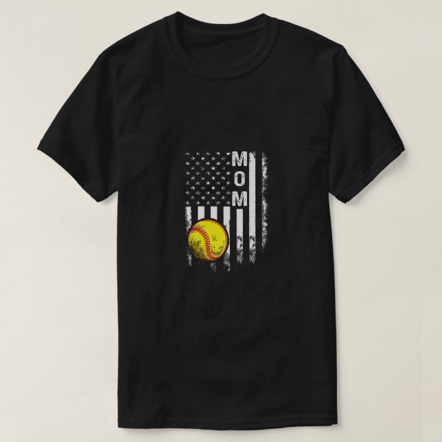 T-shirt Softball Mom American Flag Vintage Noël Noël Noël (Design devant)