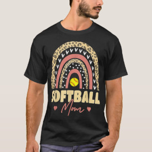 T-shirt Softball Mom Leopard Rainbow Baseball Mom Mother's