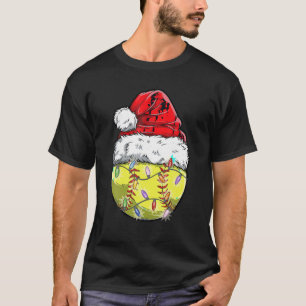 T-shirt Softball Noël Chapeau de Noël Funny Softball Noël 