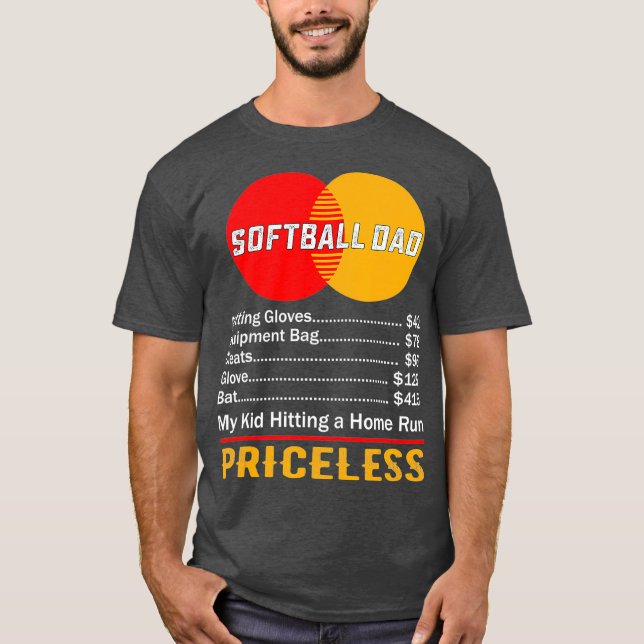 T-shirt Softball Papa Mon Enfant Toucher Un Coup À Domicil (Devant)