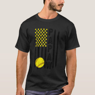 T-shirt Softball Papaw Grandpa Us Drapeau Softball Player 