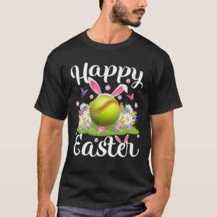 T-shirt Softball Pâques chasse aux oeufs Floral softball P