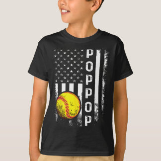 T-shirt Softball Poppop Drapeau Américain Hommes Femmes Vi