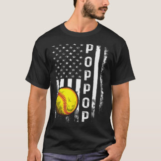 T-shirt Softball Poppop Drapeau Américain Hommes Femmes Vi
