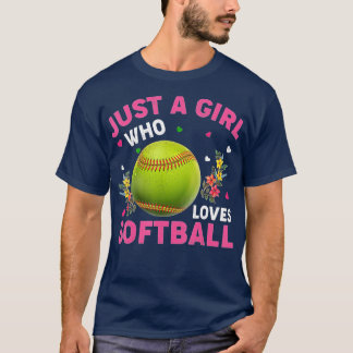 T-shirt Softball Sports Amateur Juste Une Fille Qui Aime S