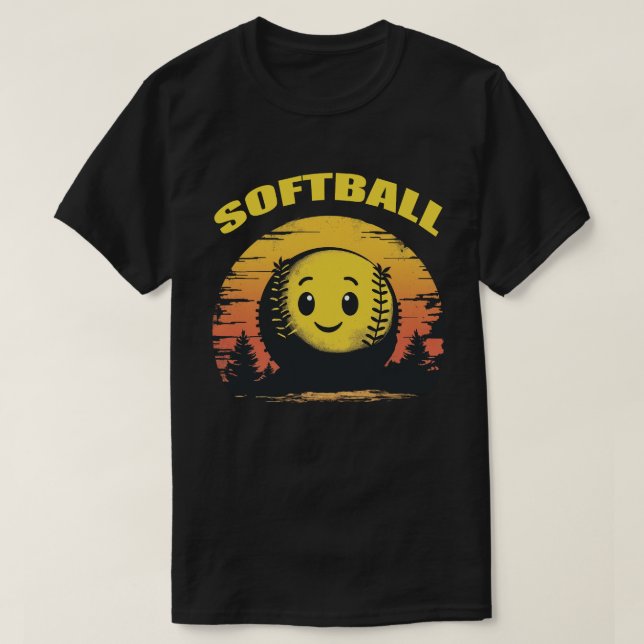 T-shirt Softball Sunset Smile (Design devant)