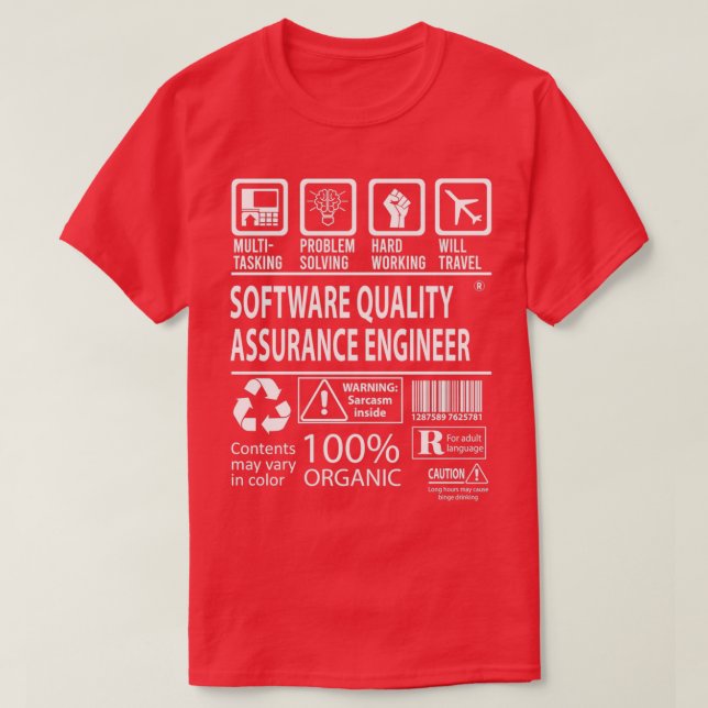 T-shirt Software Quality Assurance Engineer MultiTasking C (Design devant)