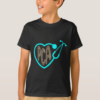 T-shirt Soins aux patients Pca Coeur constant Leopard Infi