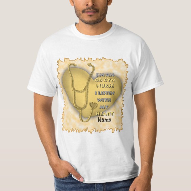 T-shirt Soins du coeur jaune ObGyn Infirmière (Devant)