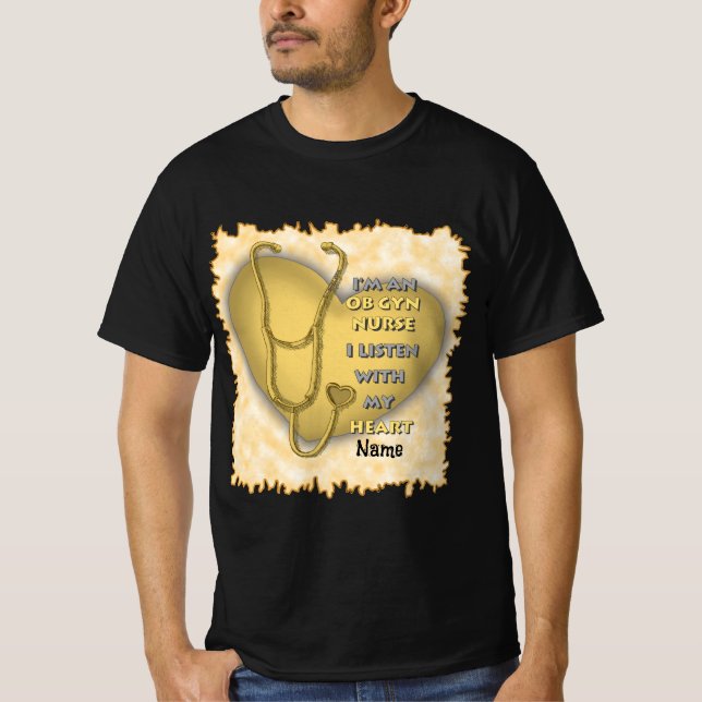 T-shirt Soins du coeur jaune ObGyn Infirmière (Devant)