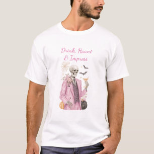 T-shirt Soirée Cocktail Halloween Nuit Squelettique