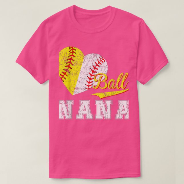 T-shirt Soirée de baseball Soirée de balle Coeur Nana Fête (Design devant)