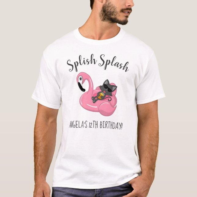T-shirt Soirée de l'Anniversaire de enfant Flamant rose de (Devant)