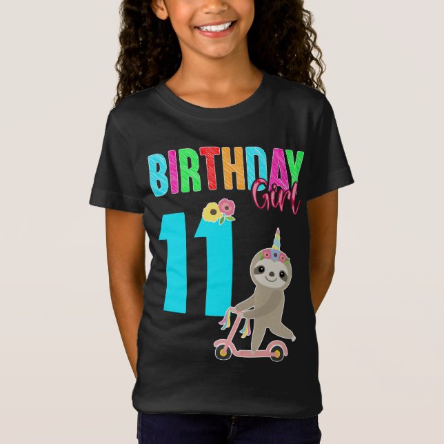 T-Shirt Soirée sur mesure de la fille d'anniversaire Sloth (Devant)