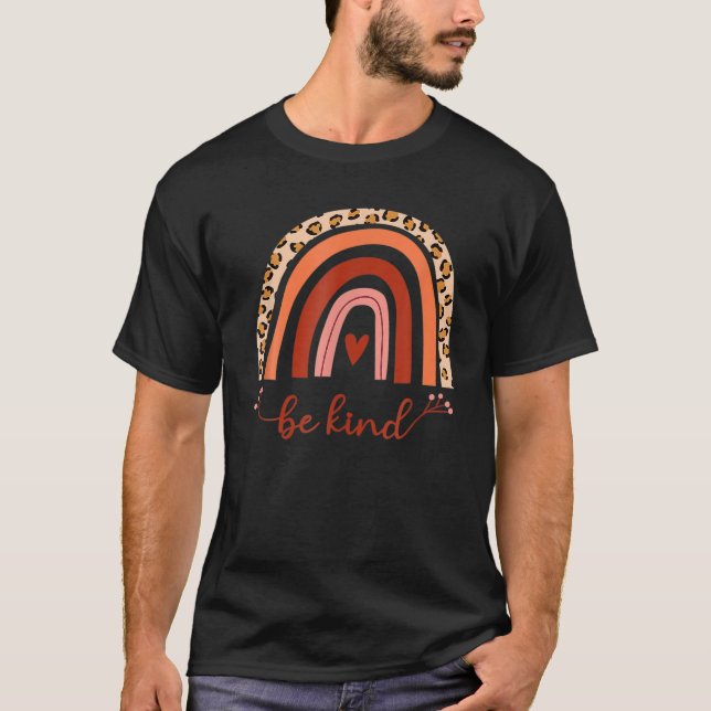 T-shirt Sois gentil Boho Rainbow Motivation Cheetah Heart  (Devant)