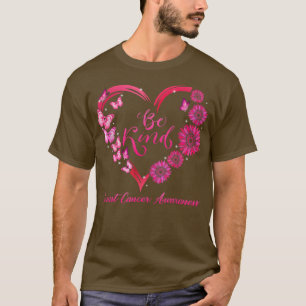 T-shirt Sois gentil Coeur Tournesol Papillons Cancer du se