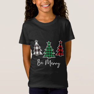 T-Shirt Sois Joyeux Noël Arbres mignons Buffalo Plaid Dist