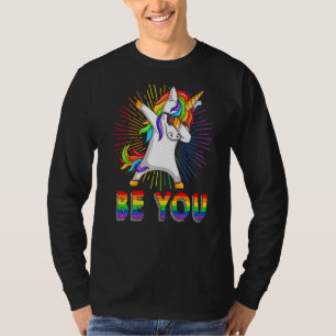 T-shirt Sois toi Gay Lesbian Dabbing Unicorn Gay pride All