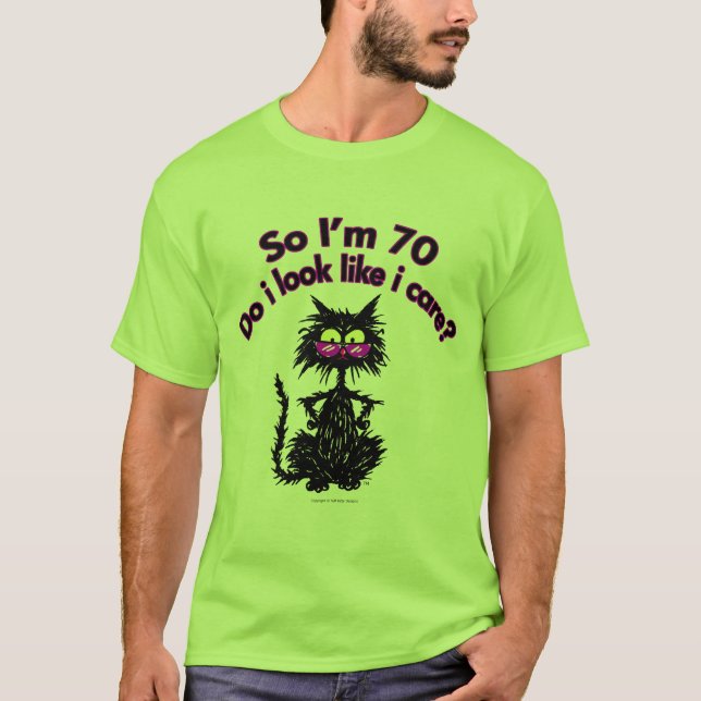 T-shirt soixante-dixième Cadeaux de chat d'anniversaire (Devant)