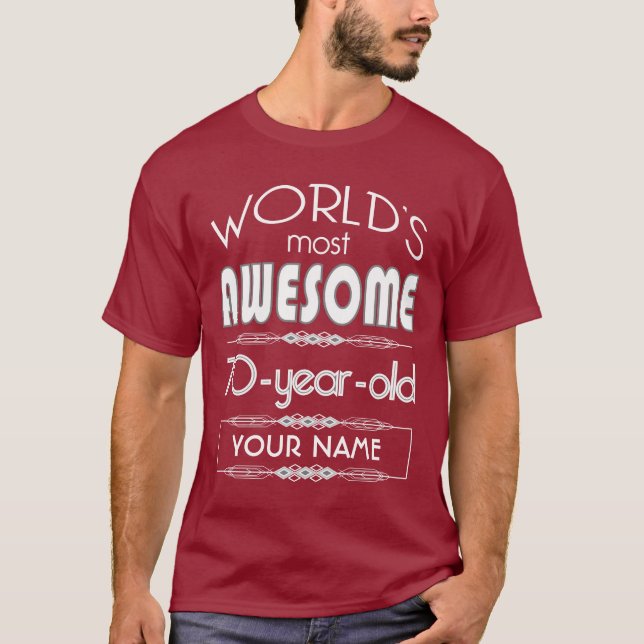 T-shirt soixante-dixième D'anniversaire des mondes rouge (Devant)