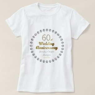 T-shirt soixantième Typographie d'or d'anniversaire de