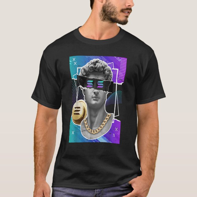 T-shirt Solana Crypto Token Modern Art Statue de Cryptocur (Devant)