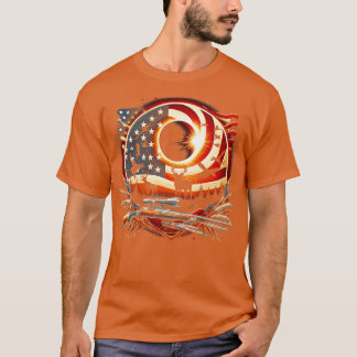 T-shirt Solar Eclipse 2024 Design Hunting et l'Américain
