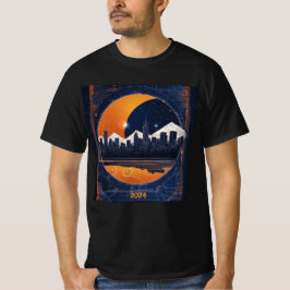 T-shirt Solar Eclipse Cityscape Hills 2024 Ajouter Nom Hom