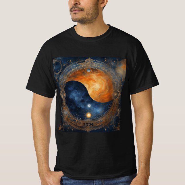 T-shirt Solar Eclipse Mystical Balance 2024 Ajouter Nom Ho (Devant)