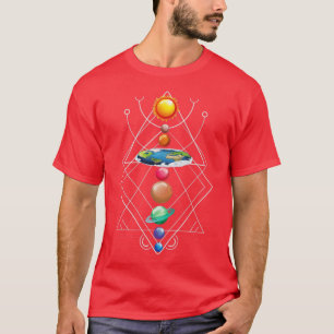T-shirt Solar System Flat Earth I Love My Planet Space