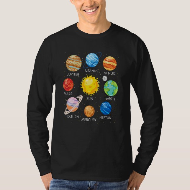 T-shirt Solar System Planets Science Space Galaxy Universe (Devant)