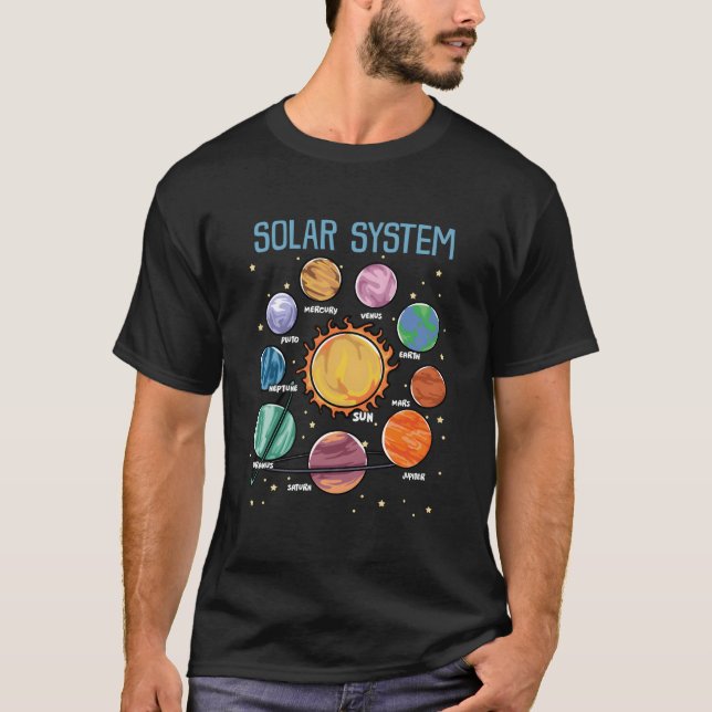 T-shirt Solar System Planets Science Space Stem (Devant)