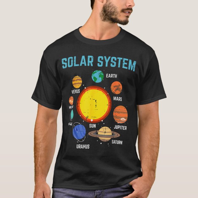 T-shirt Solar System Sun Planets Galaxy Astronomy Men Wome (Devant)