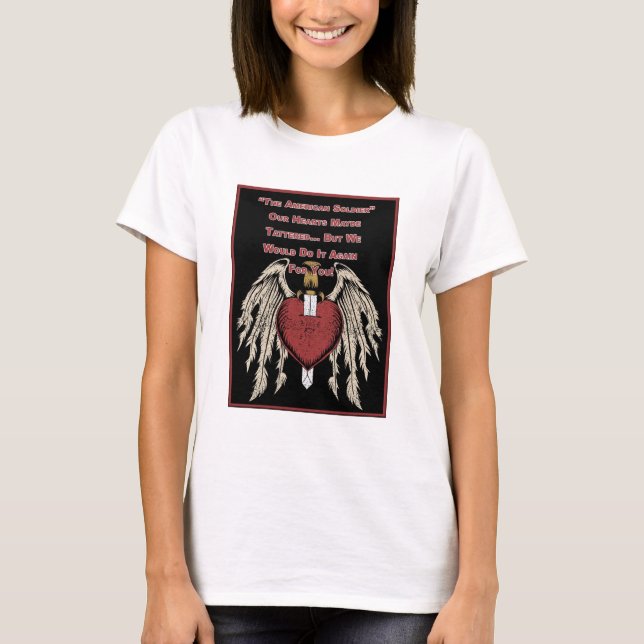T-shirt Soldat Américain Poignant Coeurs Tattrés (Devant)